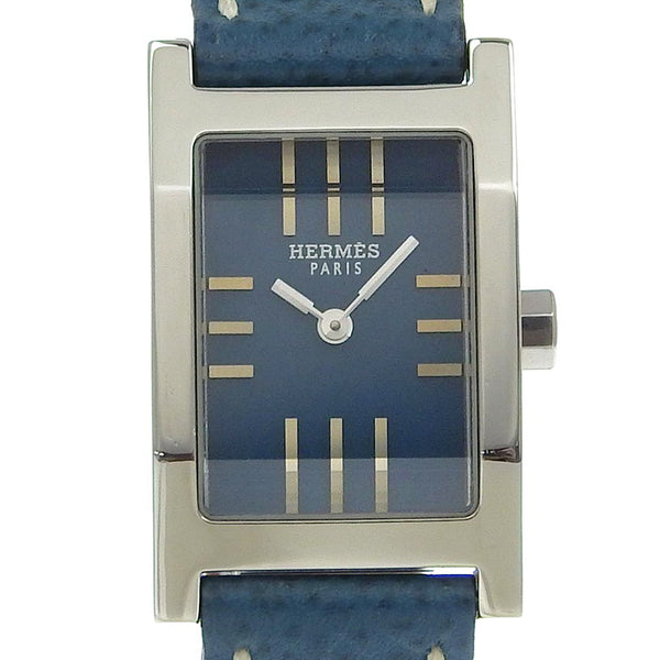 [HERMES] Hermes 
 Tandem watch 
 TA1.210 Stainless steel x leather □ G engraved Quartz Analog display blue dial Tandem ladies