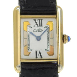 [Cartier] Cartier 
 Mast tank watch 
 Vermeille 5057001 Silver925 x Crocodile gold Quartz Analog display White dial Must Tank Ladies B-Rank