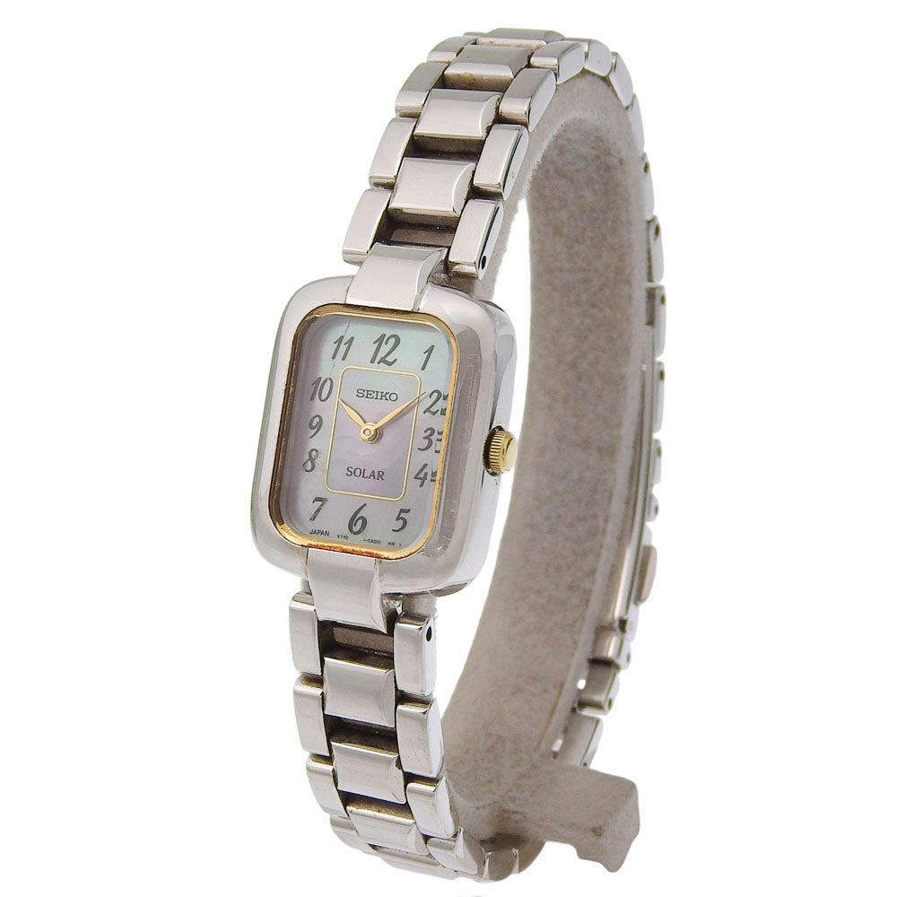 【極美品】SEIKO ソーラー マザーオブパール文字盤 V110-0AC0 レア SEIKO】セイコー ソーラー 腕時計 V110-0AB0 ソーラー時計 – NISHIKINO