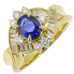 No. 8 Ring
 18KYellow Gold x Sapphire x Diamond 0.71/D0.41 Engraved Stamp about 5g Ladies A+Rank