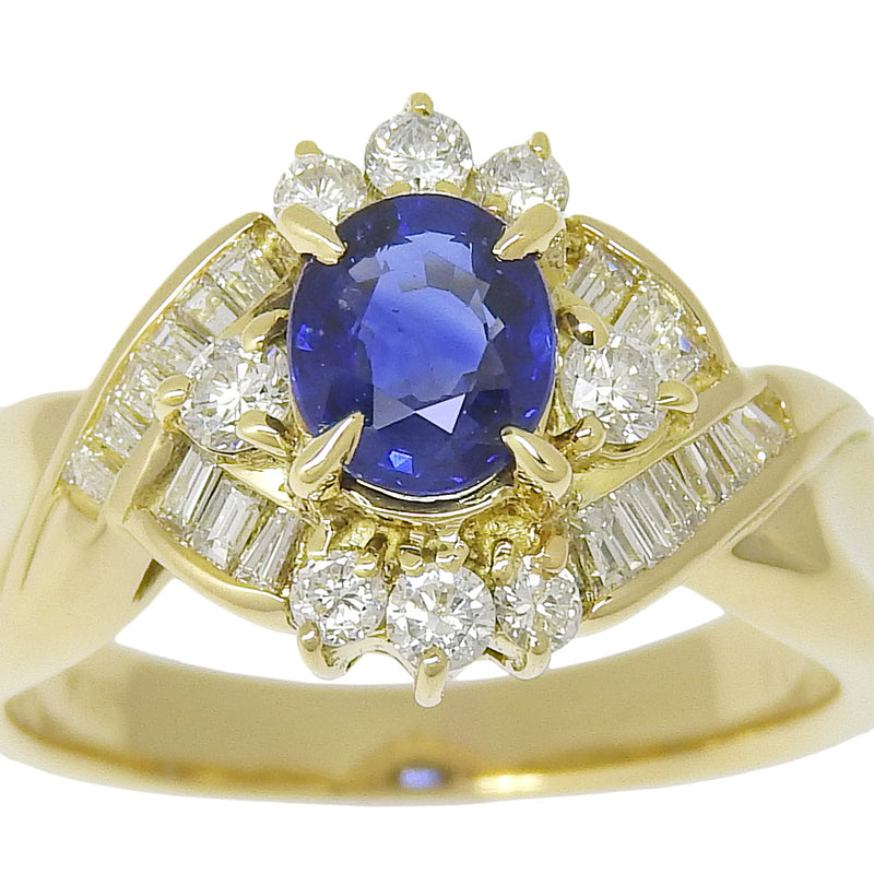 No. 8 Ring
 18KYellow Gold x Sapphire x Diamond 0.71/D0.41 Engraved Stamp about 5g Ladies A+Rank