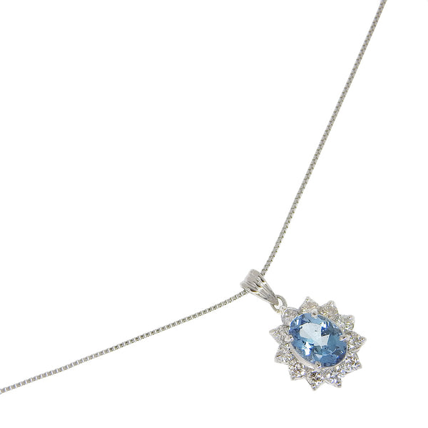 Collier 
 PT Platinum x Blue Purse x Diamond 0,60 / 0,37 gravure gravée 3,3 g de dames un rang