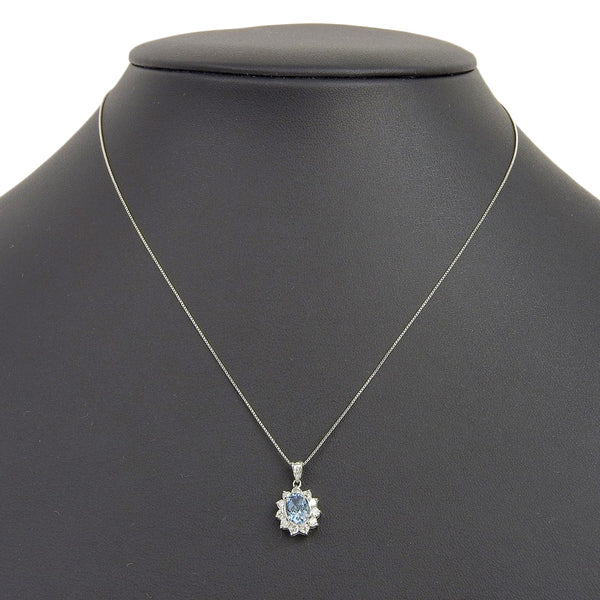 Collier 
 PT Platinum x Blue Purse x Diamond 0,60 / 0,37 gravure gravée 3,3 g de dames un rang