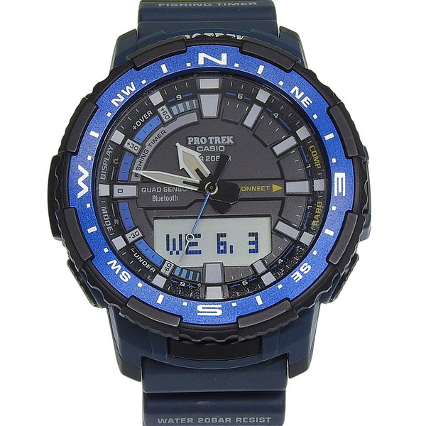 【CASIO】カシオ プロトレック アングラーライン フィッシングタイマー PROTREK PRT-B70-2JF ステンレススチール×ラバー クオーツ アナログ表示 メンズ 黒文字盤 腕時計 CASIO】カシオ プロトレック アングラーライン フィッシングタイマー