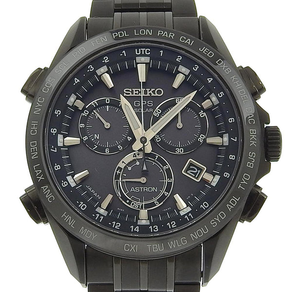 【SEIKO】セイコー
 アストロン 腕時計
 8X82-0AB0-1 SBXB009 セラミック×チタン 黒 ソーラー電波時計 クロノグラフ 黒文字盤 Astron メンズA-ランク