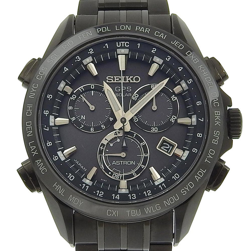 [Seiko] Seiko 
 Astron Watch 
 8x82-0AB0-1 SBXB009 Ceramic x Titanium Black Solar Radio Clock Chronograph Black Dial ASTRON Men AStron Men A-Rank