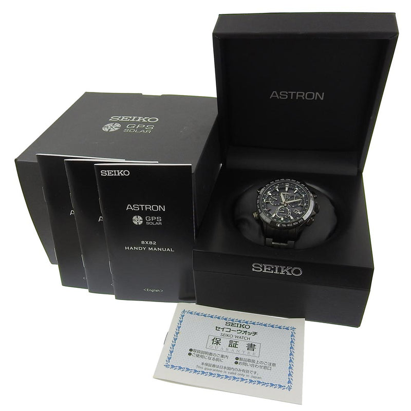 【SEIKO】セイコー
 アストロン 腕時計
 8X82-0AB0-1 SBXB009 セラミック×チタン 黒 ソーラー電波時計 クロノグラフ 黒文字盤 Astron メンズA-ランク