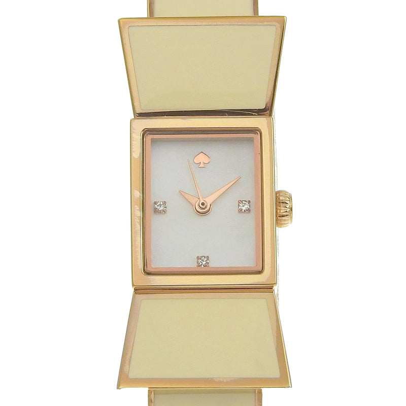 [Kate Spade] Kate Spade Watch Ribbon 0671 Metal Cream/Gold Quartz Analog display White Shell Dial Ladies A-Rank