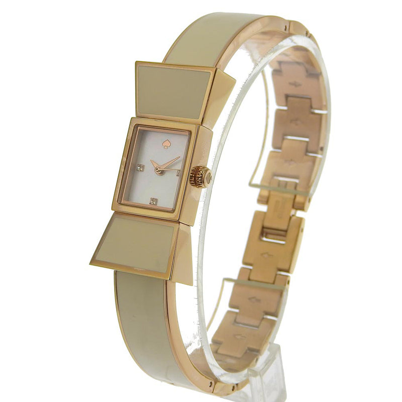 [Kate Spade] Kate Spade Watch Ribbon 0671 Metal Cream/Gold Quartz Analog display White Shell Dial Ladies A-Rank