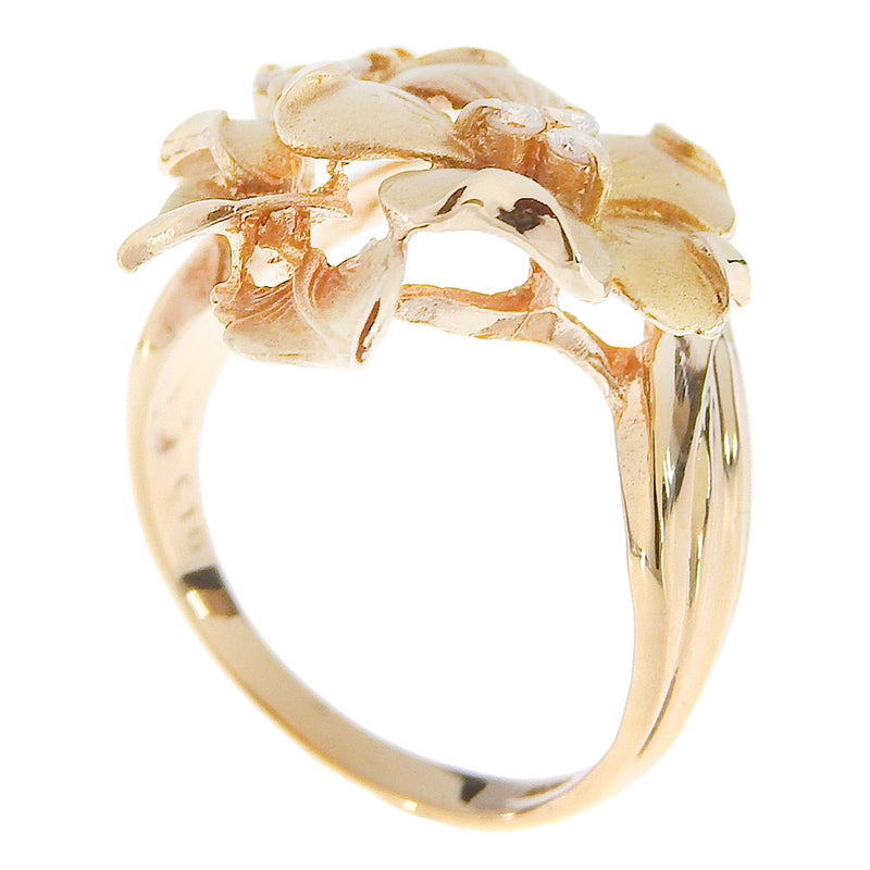No. 12 ring / ring 
 K18 Yellow Gold x Diamond 0.16 Engraved Flower Approximately 5.9G Ladies A-Rank