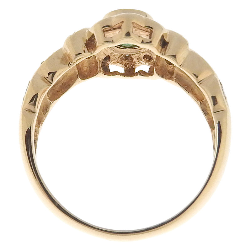 Anillo / anillo No. 11 
 K18 Oro amarillo x esmeralda x diamante aproximadamente 5.6 g de damas A-rank