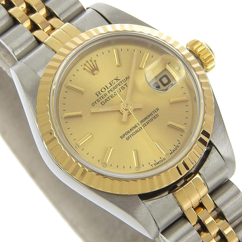 【ROLEX】ロレックス
 デイトジャスト 腕時計
 79173 ゴールド＆スチール 自動巻き ゴールド文字盤 Datejust レディースA+ランク