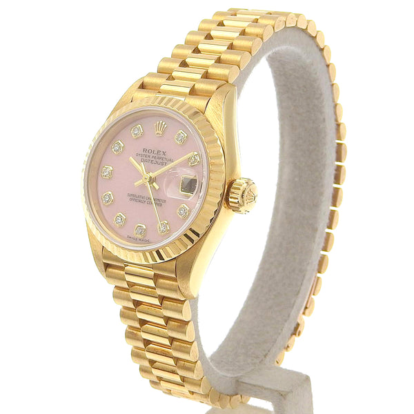 [Rolex] rolex 
 DateJust Watch 
 10p Diamond Cal.2235 79178 K18 ORO AMARILLO X Diamante Pink Opal Automático Pink Dial Datjust Damas A-Rank