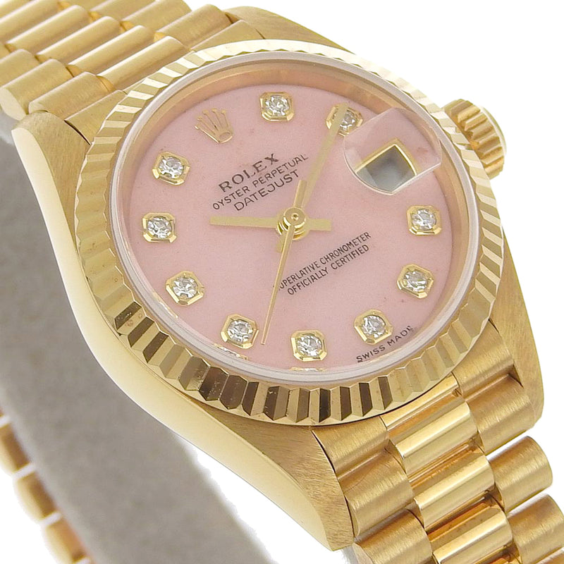 [ROLEX] Rolex 
 Datejust Watch 
 10P Diamond Cal.2235 79178 K18 Yellow Gold x Diamond Pink Opal Automatic Pink Dial DateJust Ladies A-Rank