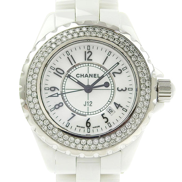 [Chanel] Chanel 
 Reloj j12 
 H0967 Cerámica blanca x Diamond Quartz Display Analog Dial White Dial J12 Damas A Rank