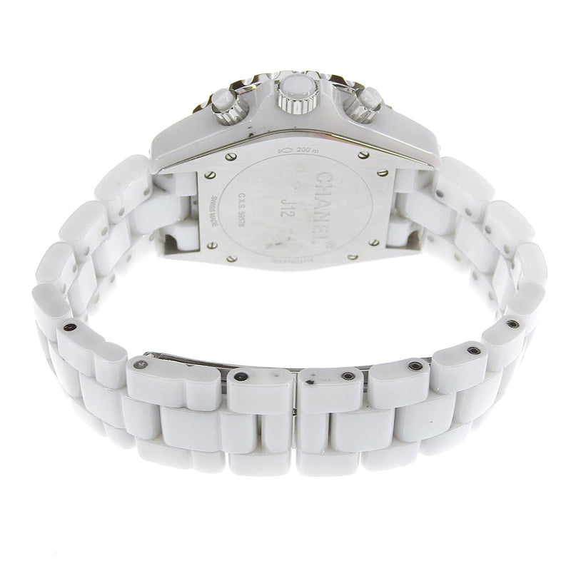 【CHANEL】シャネル
 J12 腕時計
 アフターダイヤベゼル H1007 ホワイトセラミック×ダイヤモンド 自動巻き クロノグラフ 白文字盤 J12 メンズAランク