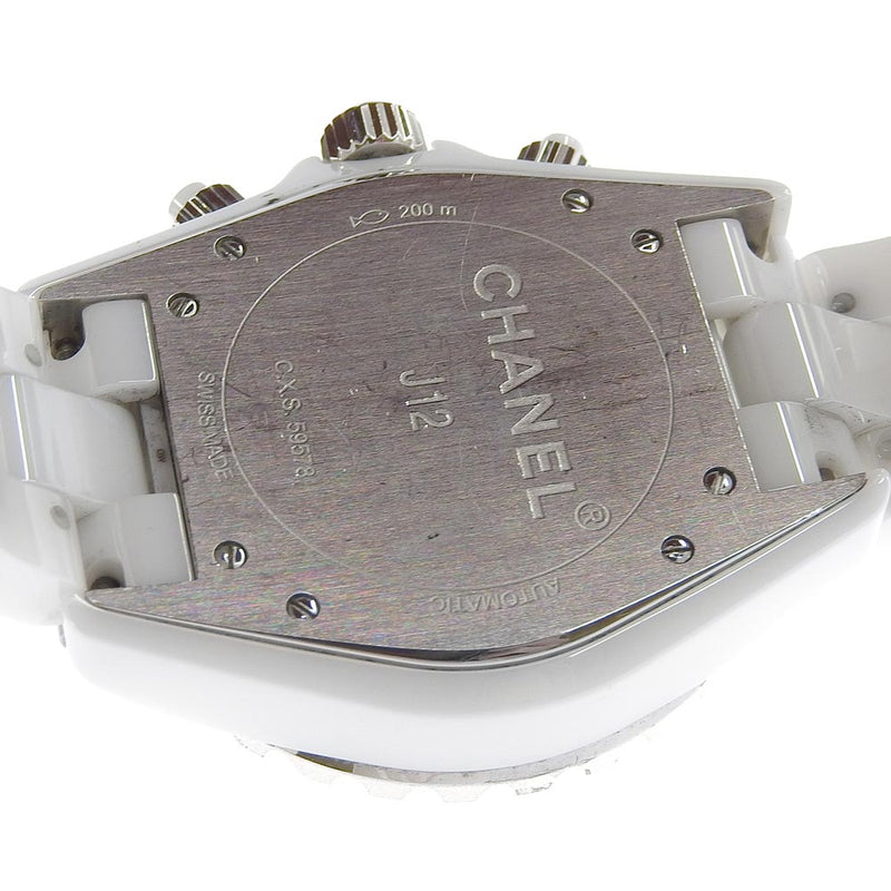 [CHANEL] Chanel 
 J12 watch 
 After diamond bezel H1007 White Ceramic x Diamond Automatic Wind Chronograph White Dial J12 Men's A Rank