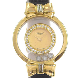 [CHOPARD] Chopard 
 Happy diamond wristwatch 
 Ribbon 205334 K18 Yellow Gold x Leather Black Quartz Analog Display Gold Dial Happy Diamond Ladies