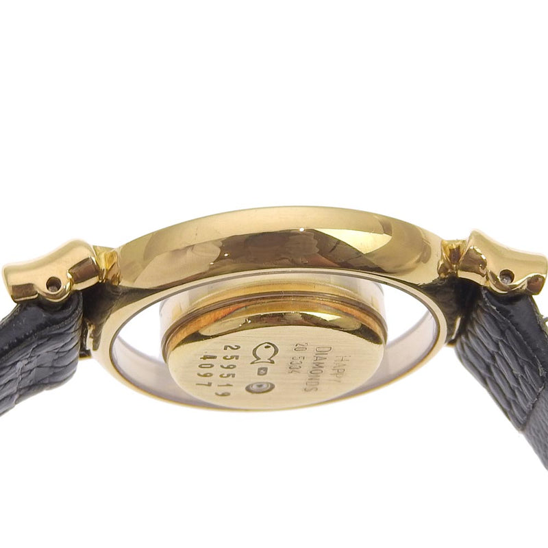 【Chopard】ショパール
 ハッピーダイヤモンド 腕時計
 リボン 205334 K18イエローゴールド×レザー 黒 クオーツ アナログ表示 ゴールド文字盤 Happy diamond レディース