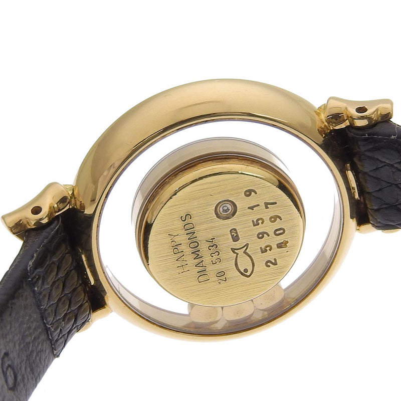 【Chopard】ショパール
 ハッピーダイヤモンド 腕時計
 リボン 205334 K18イエローゴールド×レザー 黒 クオーツ アナログ表示 ゴールド文字盤 Happy diamond レディース