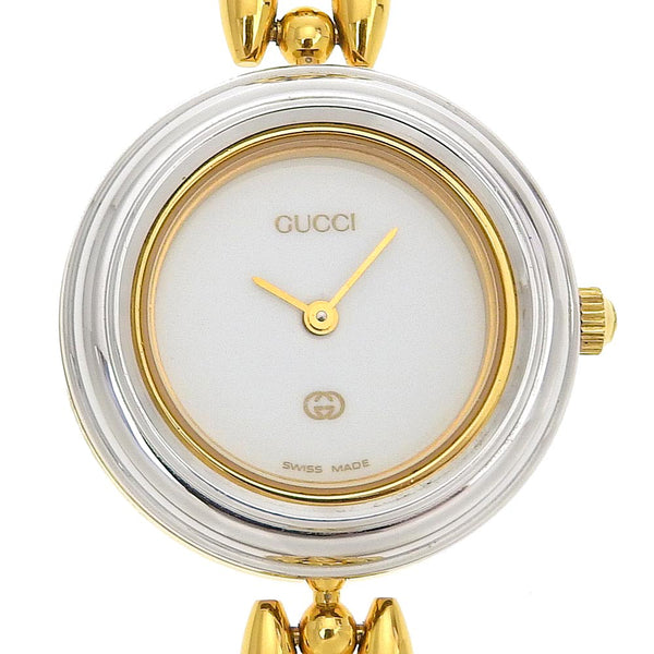 [Gucci] Gucci 
 Cambiar Besel Watch 
 1100 l Gold de replante de oro Pantalla analógica Cambio de dial blanco Bisel Damas