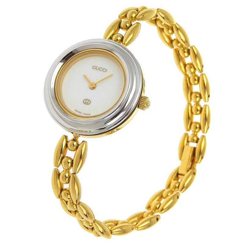 [Gucci] Gucci 
 Cambiar Besel Watch 
 1100 l Gold de replante de oro Pantalla analógica Cambio de dial blanco Bisel Damas