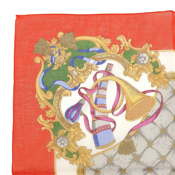 [Celine] Celine 
 Trumpet pattern scarf 
 Handkerchief cotton red/white TRUMPET PATTERN Ladies A rank