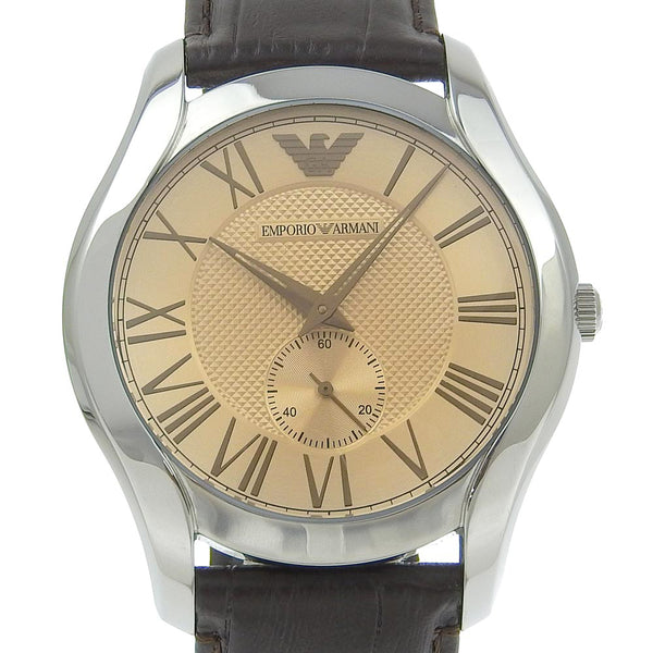 [Armani] Armani 
 mirar 
 AR1704 acero inoxidable x Cuarzo de cuero en relieve SEGUNDO TEE DIAL DE TEA A-Rank para hombres