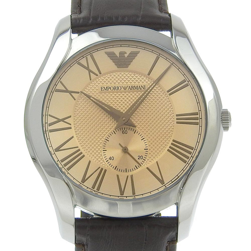 [Armani] Armani Watch AR1704 Acero inoxidable x Cuarzo de cuero en relieve Quartz Small Second Tea Dial A-A-A-Rank