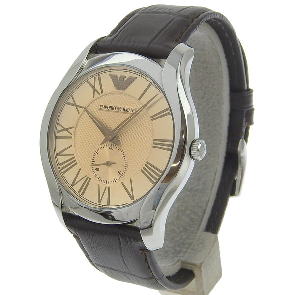 [Armani] Armani 
 mirar 
 AR1704 acero inoxidable x Cuarzo de cuero en relieve SEGUNDO TEE DIAL DE TEA A-Rank para hombres