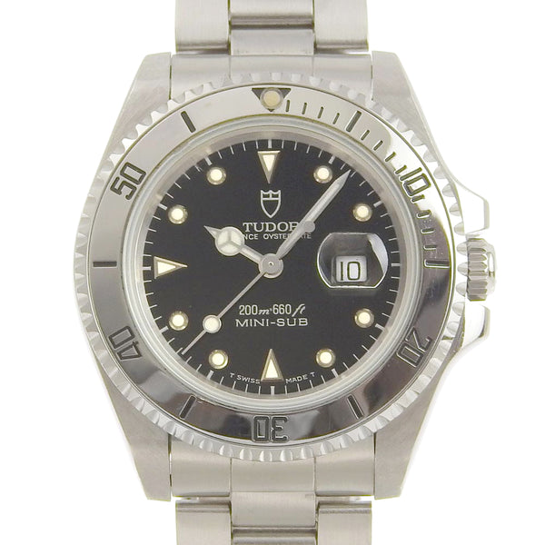 [Tudor] Tudor 
 Mini reloj submarino 
 73190 Silver de acero inoxidable Carga de viento automático de viento Negro Mini Boys A-Rank