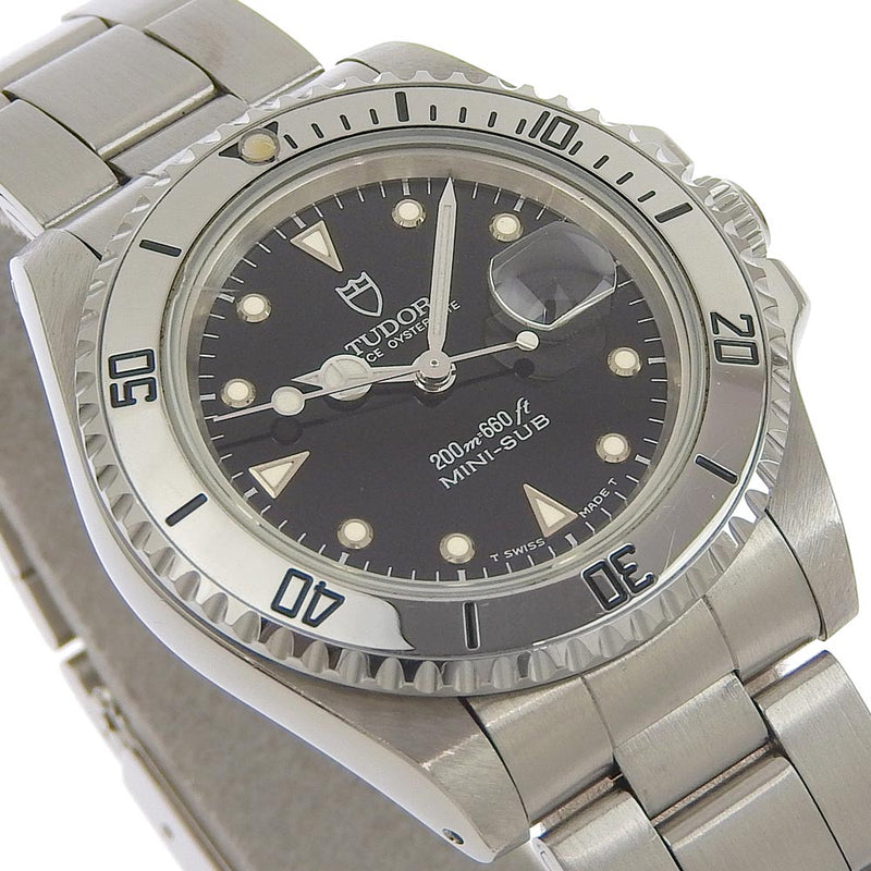 【TUDOR】チュードル
 ミニサブ 腕時計
 73190 ステンレススチール シルバー 自動巻き アナログ表示 黒文字盤 Mini sub ボーイズA-ランク