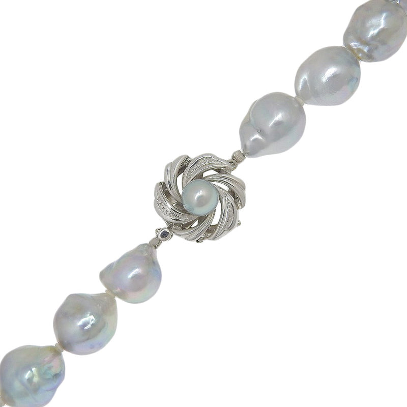 Collier de perles baroque 
 Ensemble d'oreille K14 White Gold X PT900 Platinum x Pearl Environ 49,6 g de perles baroques de Perl A RANG