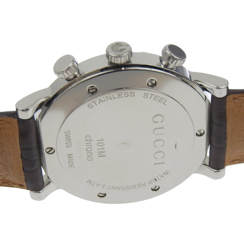 【GUCCI】グッチ
 Gクロノ 腕時計
 11Pダイヤ 101M ステンレススチール×レザー クオーツ クロノグラフ ブラウン文字盤 G Chrono メンズ