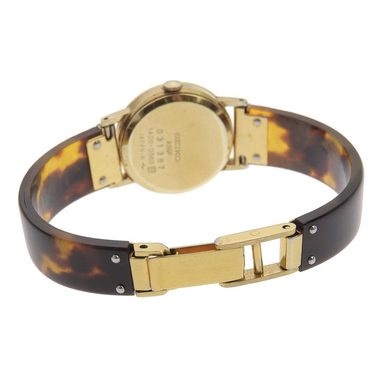 【SEIKO】セイコー
 腕時計
 1400-0060 ステンレススチール×プラスチック 茶 クオーツ アナログ表示 ゴールド文字盤 レディース