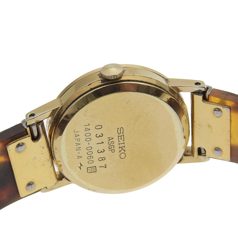 【SEIKO】セイコー
 腕時計
 1400-0060 ステンレススチール×プラスチック 茶 クオーツ アナログ表示 ゴールド文字盤 レディース