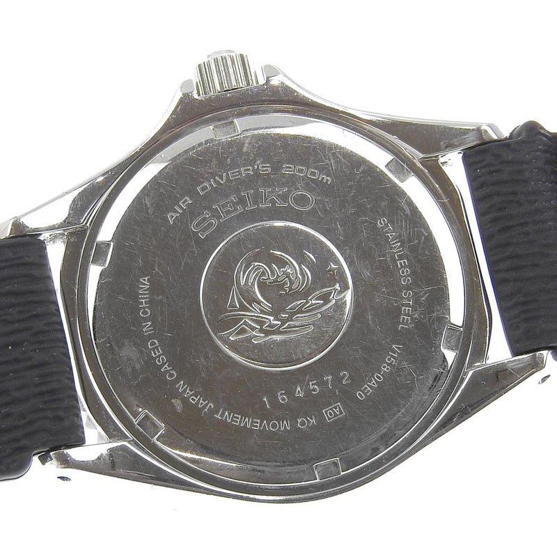 【SEIKO】セイコー
 ダイバーズ 200m 腕時計
 V158-0AE0 ステンレススチール×ラバー シルバー ソーラー時計 アナログ表示 黒文字盤 Divers 200 m メンズB-ランク