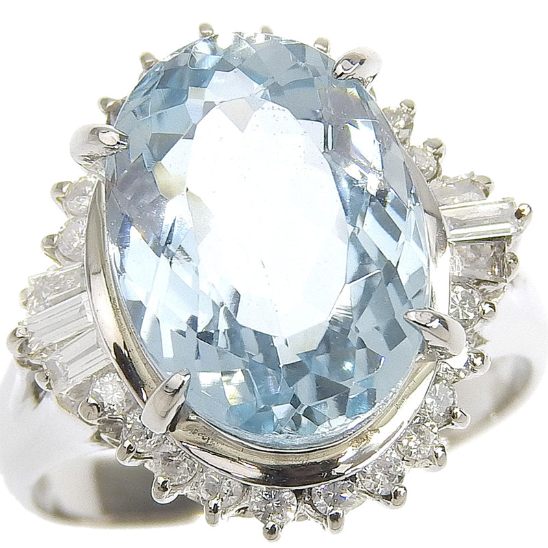 11号 リング・指輪 Pt900プラチナ×アクアマリン×ダイヤモンド 4.26 ...