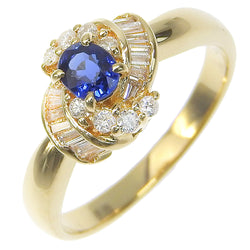 No. 11 Ring 18KYellow Gold x Sapphire x Diamond D0.20 engraved about 3.5g Ladies A+Rank