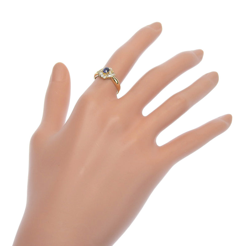 No. 11 Ring 18KYellow Gold x Sapphire x Diamond D0.20 engraved about 3.5g Ladies A+Rank