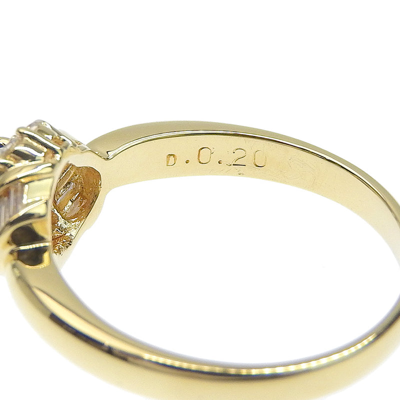 No. 11 Ring 18KYellow Gold x Sapphire x Diamond D0.20 engraved about 3.5g Ladies A+Rank