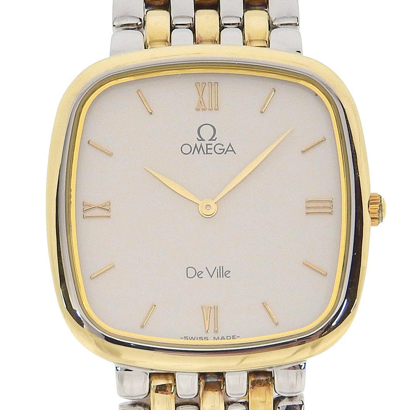 [Omega] Omega 
 Devil/Devil Watch 
 Stainless steel x gold plating gold quartz analog display white dial de Ville men