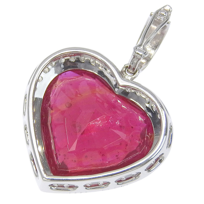 Heart pendant top 
 K18 White Gold x Ruby x Diamond about 9.5g Heart Ladies