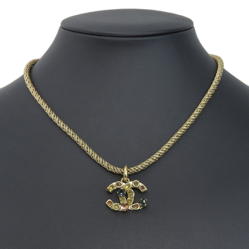 [CHANEL] Chanel 
 Gripore Necklace
 COCO Mark Plated Gold× Rhinestone 01a engraved about 31.0g Gripoa Ladies A rank