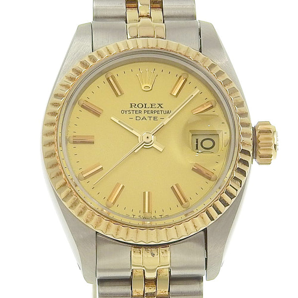 [ROLEX] Rolex 
 Oyster Purpetual Watch 
 Date 6917/3 Stainless Steel x K18 Yellow Gold Automatic Champagne Gold Dial Oyster Perpetual Ladies A Rank