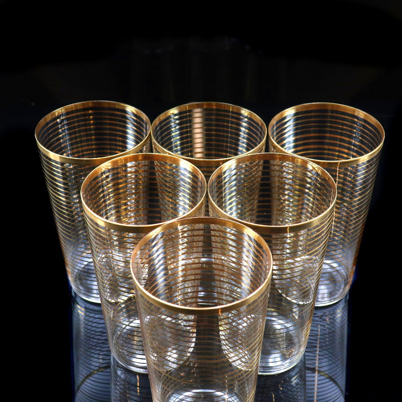 [Baccarat] Baccarat Old Baccarat Gold Lined Glasses 6 Guests Tableware