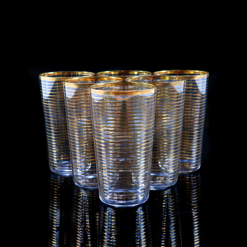 [Baccarat] Baccarat Old Baccarat Gold Lined Glasses 6 Guests Tableware