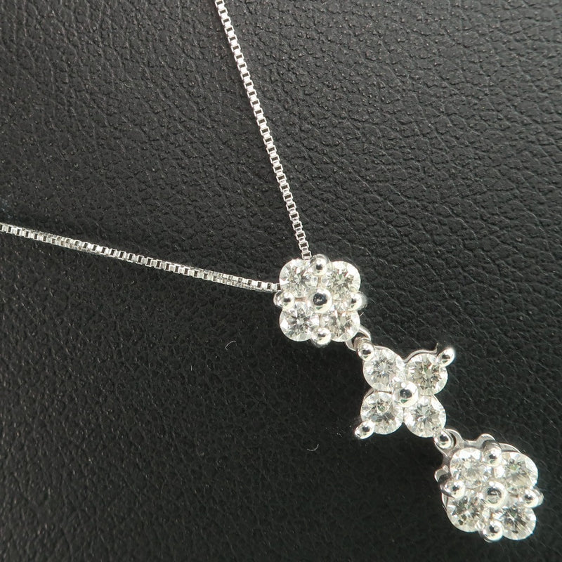 Necklace K18 White Gold x Diamond 0.50 engraved Ladies A Rank