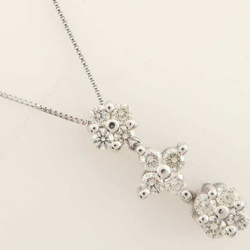 Necklace K18 White Gold x Diamond 0.50 engraved Ladies A Rank