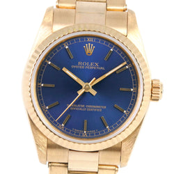 [ROLEX] Rolex Oyster Petur N Number 67518 Watch K18 Yellow Gold Automatic Winding Analog Load Boys Blue Dial Watch A Rank